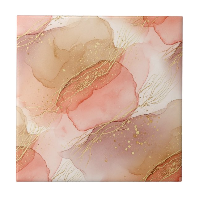 Abstract Fluid Marble in Earthy Warm Hues Tile (Front)