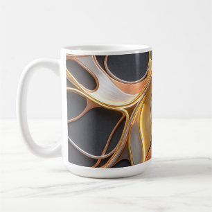Abstract Fluid Metallic Design coloured Gold Slive Coffee Mug