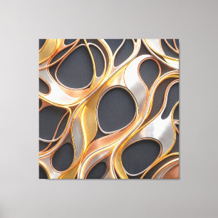 Abstract Fluid Metallic Gold Copper Silver Swirl Canvas Print