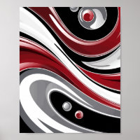 Abstract Fluid Swirl in Red, Black, & White Tones