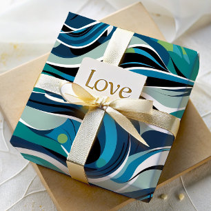 Abstract Fluid Waves Cotton Anniversary Gifts Wrapping Paper