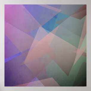 Abstract Flying Particles Geometrical Shapes Poster