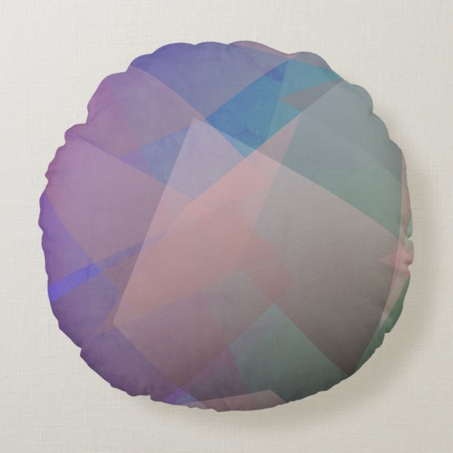 Abstract Flying Particles | Geometrical Shapes Round Cushion (Front)