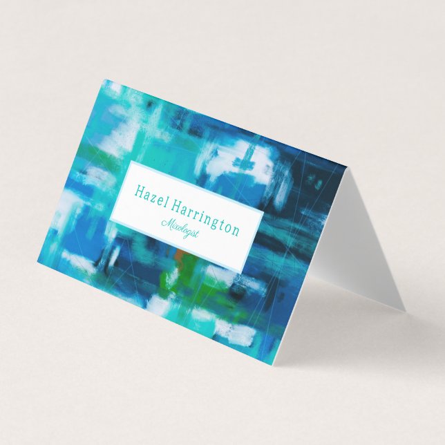 Abstract Folded Business Card Customisable Blues (Front)