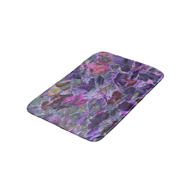 Abstract Foliage Leaf Pattern Pink Purple Bath Mat (Angled)