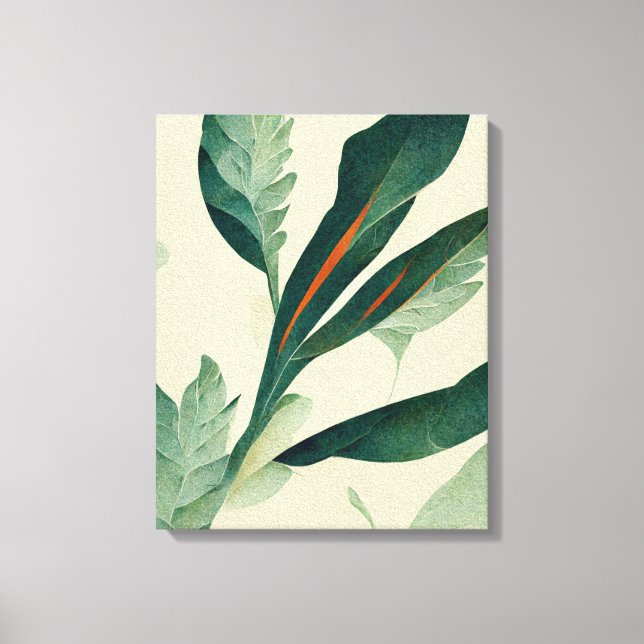 Abstract Foliage Plant Leave Canvas Paint Wall Art (Front)