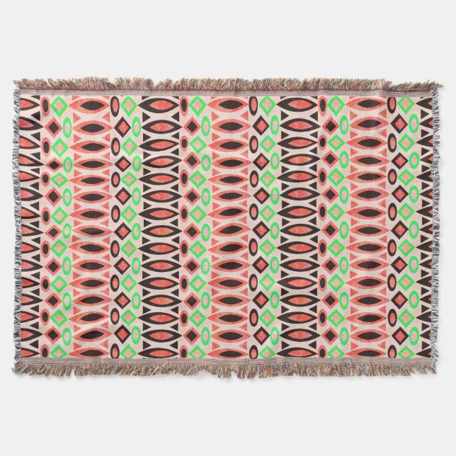 Abstract folk african ethno traditional native tri throw blanket (Front)