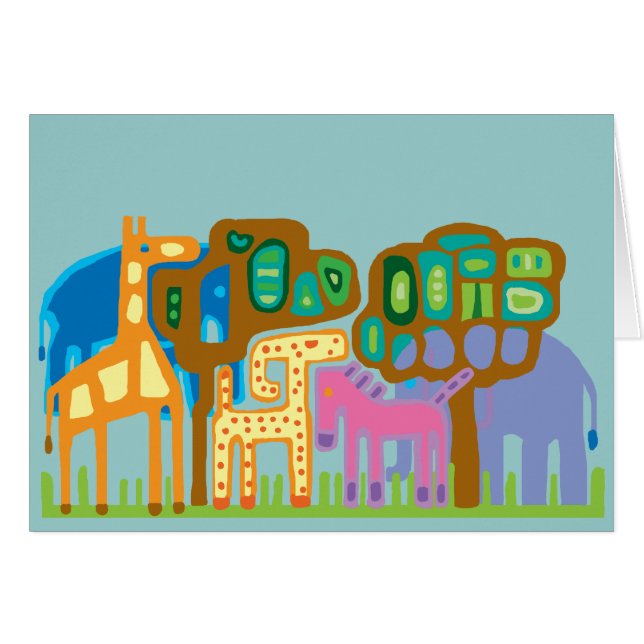 Abstract folk art African animals (Front Horizontal)
