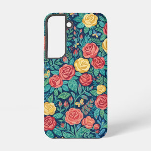 Abstract Folk Art Roses Butterflies Samsung Cases