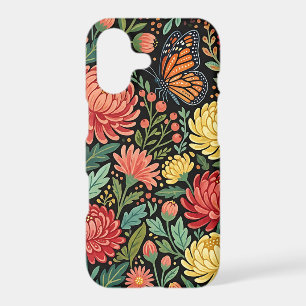 Abstract Folk Chrysanthemum Butterfly iPhone Cases