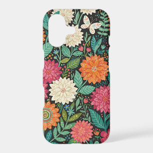 Abstract Folk Dahlias Butterflies iPhone Cases