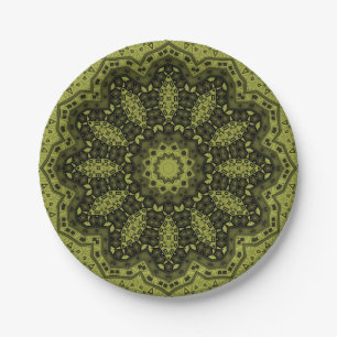 Abstract folk mandala ethno traditional ornamental paper plate