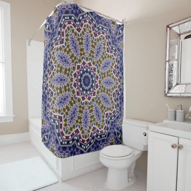 Abstract folk mandala ethno traditional ornamental shower curtain (In Situ)