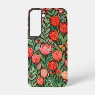 Abstract Folk Tulips Butterflies Samsung Cases