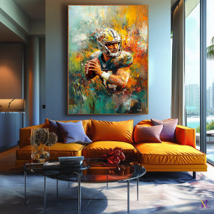 Abstract Football Player Art - Dynamic Sports Canvas Print
