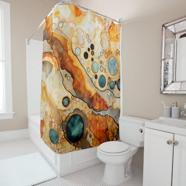 Abstract Fossil Shower Curtain (In Situ)