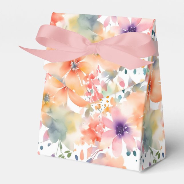Abstract Fowers Colourful Celebration Favour Box (Front Side)