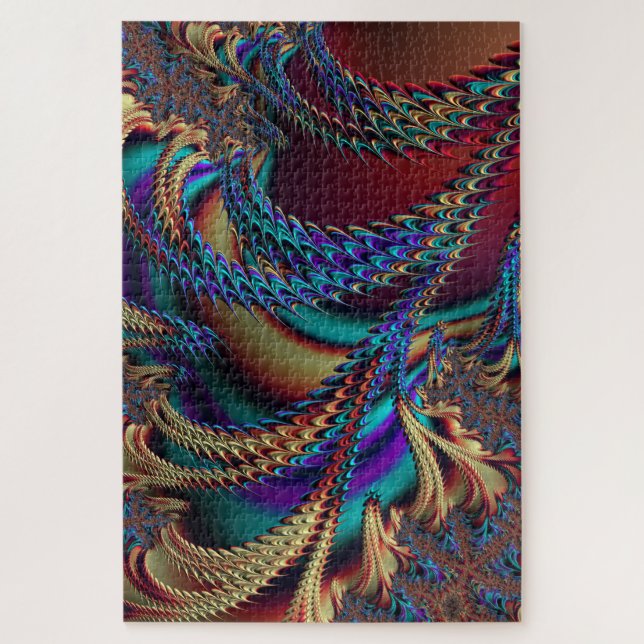 Abstract  Fractal Alien Landscape in Technicolor Jigsaw Puzzle (Vertical)