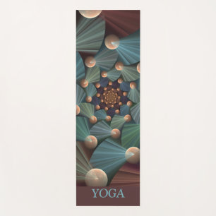 Abstract Fractal Art Depth Brown Slate Blue Text Yoga Mat