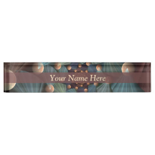 Abstract Fractal Art Depth Brown Slate Blue Title Nameplate