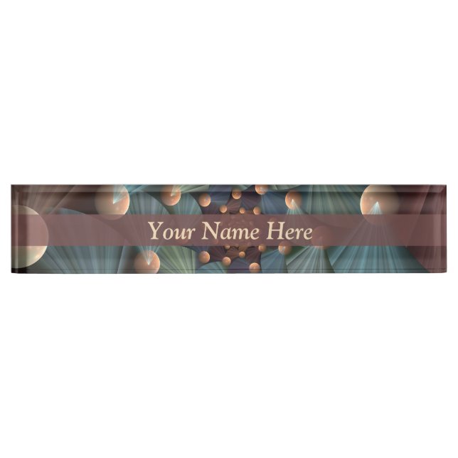 Abstract Fractal Art Depth Brown Slate Blue Title Nameplate (Front)
