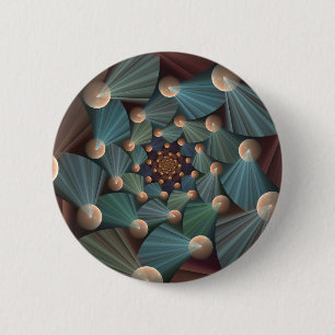 Abstract Fractal Art With Depth Brown Slate Blue 6 Cm Round Badge