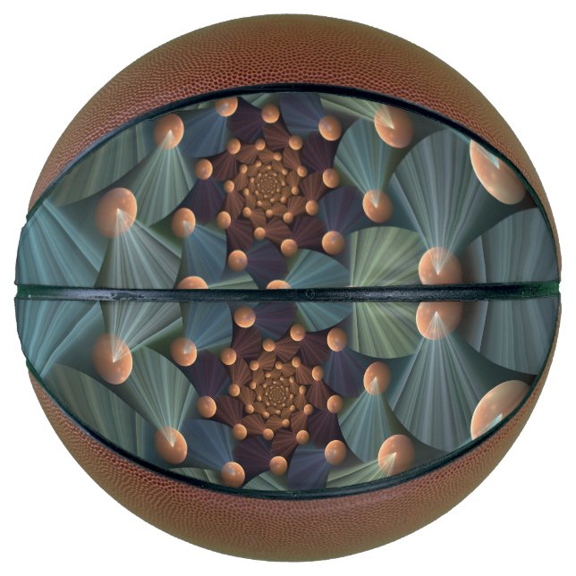 Abstract Fractal Art With Depth Brown Slate Blue Basketball (Front)