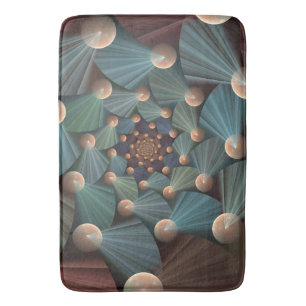 Abstract Fractal Art With Depth Brown Slate Blue Bath Mat