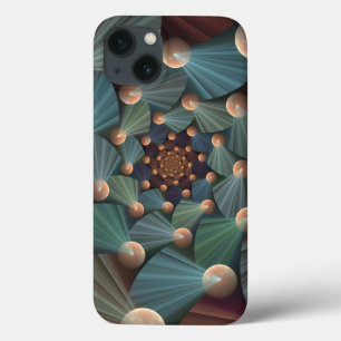 Abstract Fractal Art With Depth Brown Slate Blue iPhone 13 Case