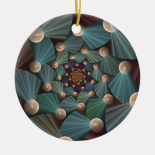 Abstract Fractal Art With Depth Brown Slate Blue Ceramic Tree Decoration