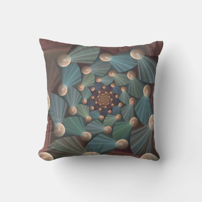 Abstract Fractal Art With Depth Brown Slate Blue Cushion (Front)