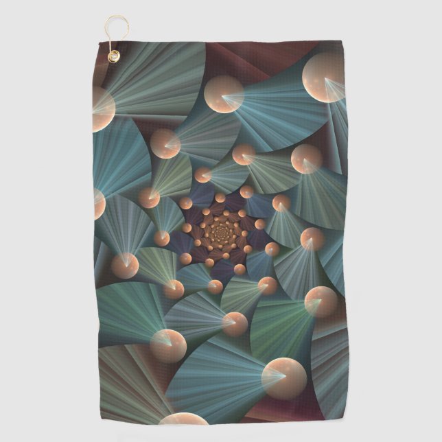 Abstract Fractal Art With Depth Brown Slate Blue Golf Towel (Front)