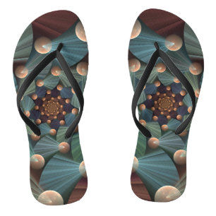 Abstract Fractal Art With Depth Brown Slate Blue Jandals