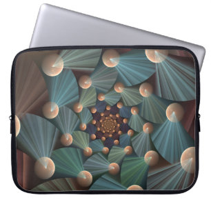 Abstract Fractal Art With Depth Brown Slate Blue Laptop Sleeve