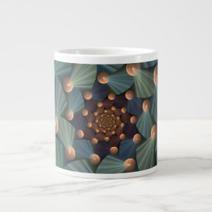 Abstract Fractal Art With Depth Brown Slate Blue Large Coffee Mug
