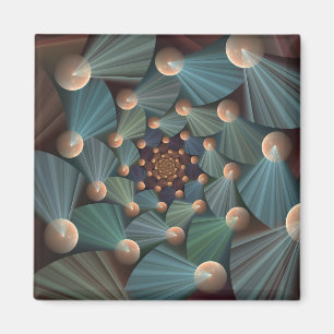 Abstract Fractal Art With Depth Brown Slate Blue Magnet