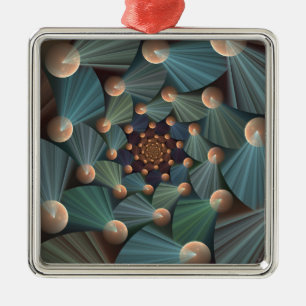 Abstract Fractal Art With Depth Brown Slate Blue Metal Tree Decoration