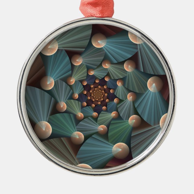 Abstract Fractal Art With Depth Brown Slate Blue Metal Tree Decoration (Front)