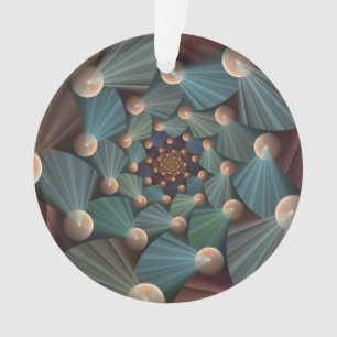 Abstract Fractal Art With Depth Brown Slate Blue Ornament