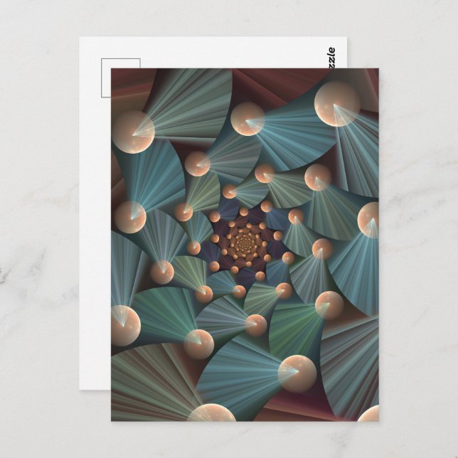 Abstract Fractal Art With Depth Brown Slate Blue Postcard (Front/Back)
