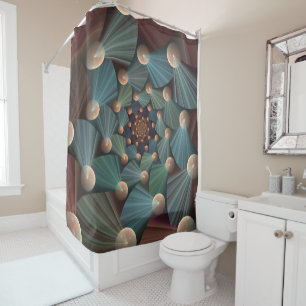 Abstract Fractal Art With Depth Brown Slate Blue Shower Curtain