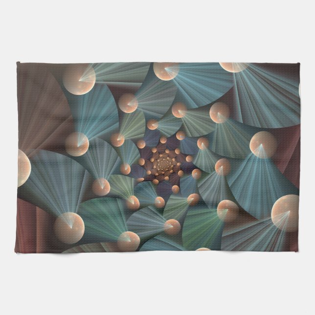 Abstract Fractal Art With Depth Brown Slate Blue Tea Towel (Horizontal)
