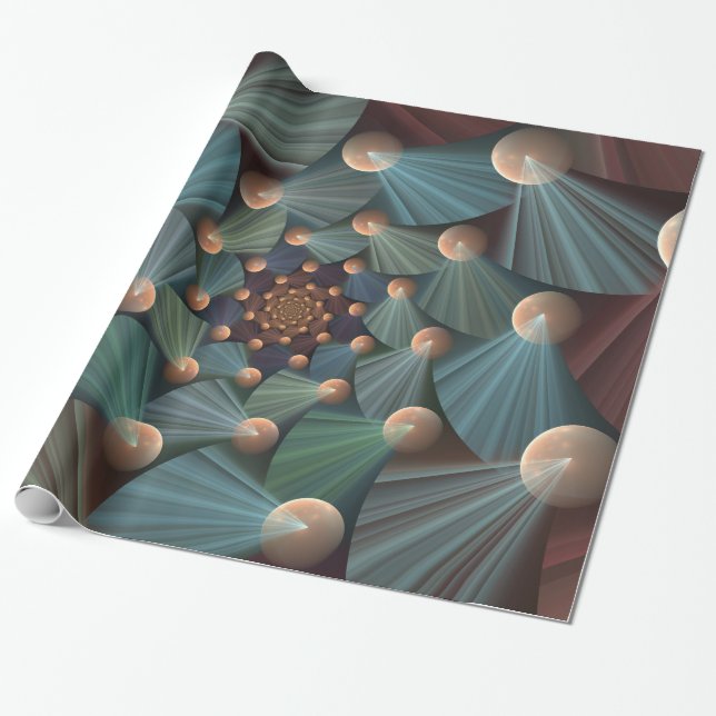 Abstract Fractal Art With Depth Brown Slate Blue Wrapping Paper (Unrolled)