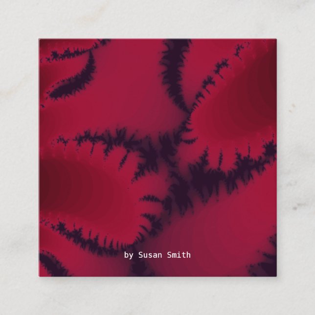 Abstract Fractal Burgundy Plum Fractal Artwork Square Business Card (Front)