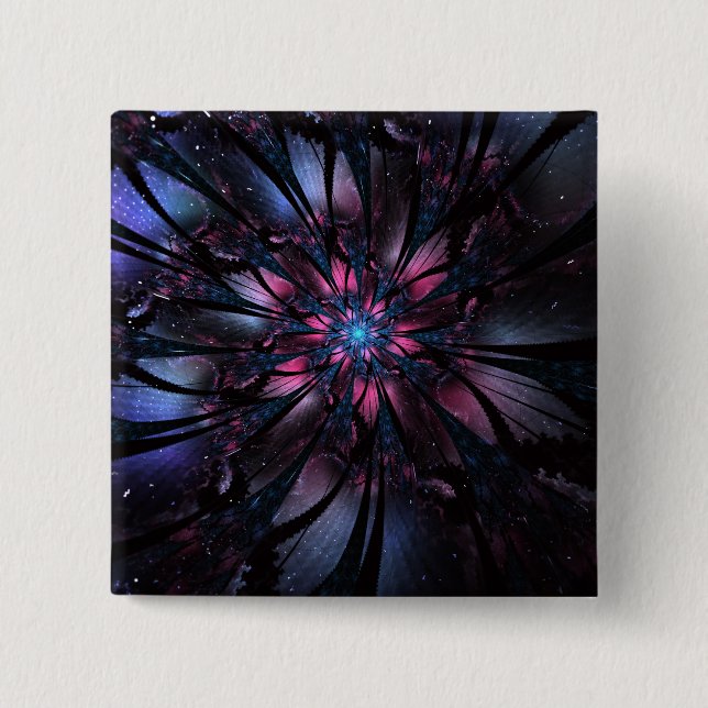 Abstract fractal flower design.   15 cm square badge (Front)