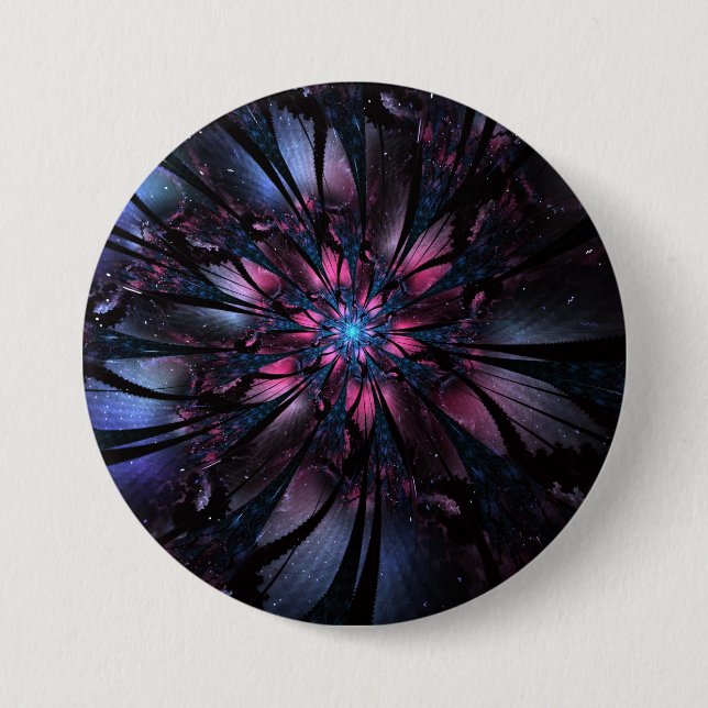 Abstract fractal flower design. 7.5 cm round badge (Front)