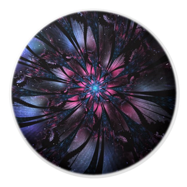 Abstract fractal flower design.  ceramic knob (Front)