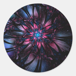Abstract fractal flower design. classic round sticker
