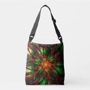 Abstract fractal flower design. crossbody bag