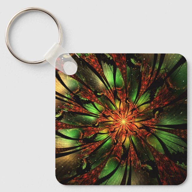 Abstract fractal flower design.   key ring (Front)